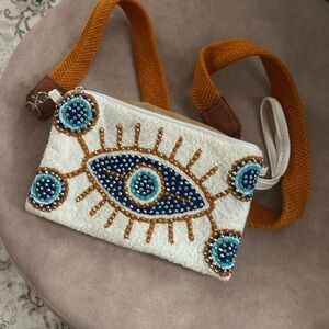 Embroidered Eye Design Crossbody Bag